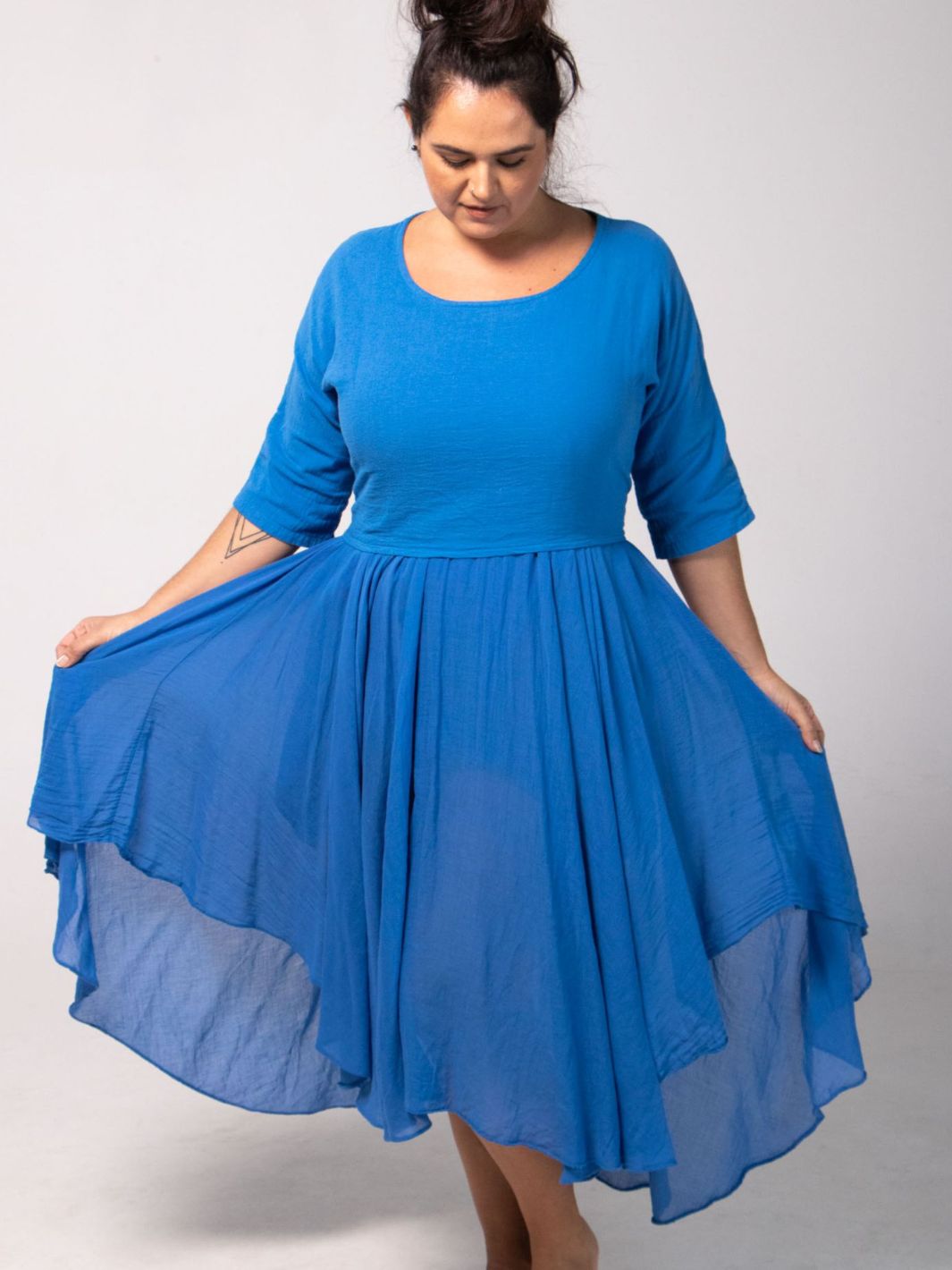 Cotton Maxi Dress & Top Combo - Blue
