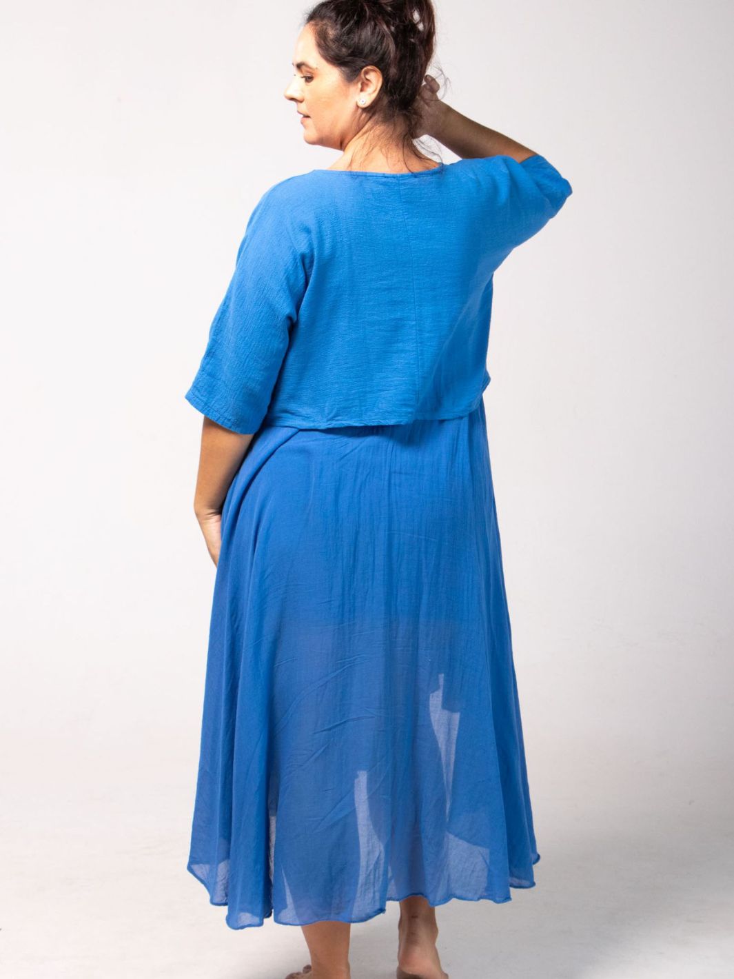 Cotton Maxi Dress & Top Combo - Blue