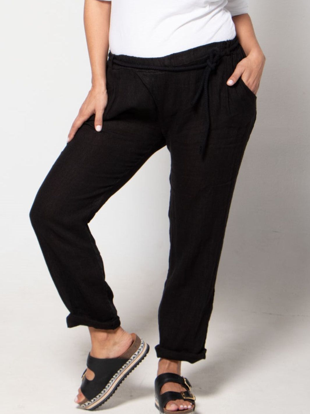 Casual Linen Pants - Black