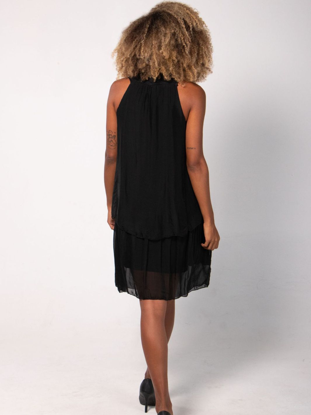 Black Sleeveless Midi Layered Dress
