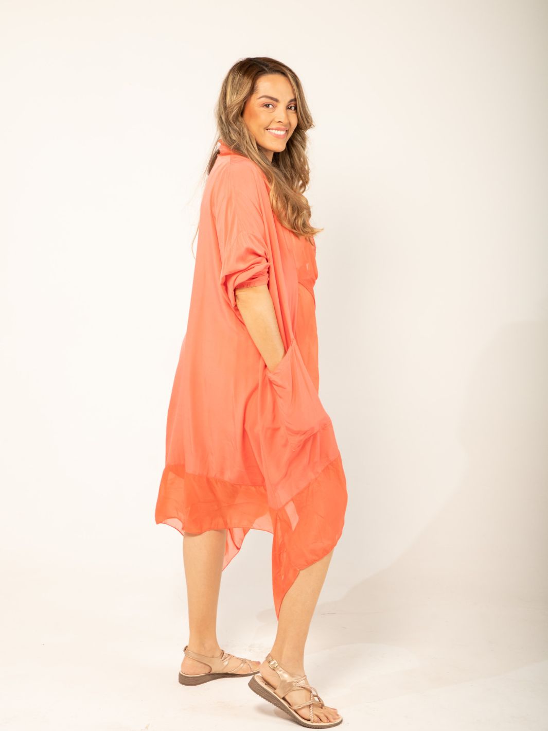 Silk Tuluminati Tunic - Coral