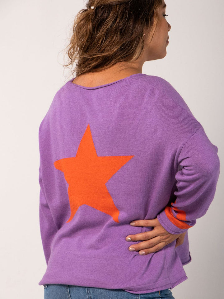 Star Quality V Neck Sweater - Orange