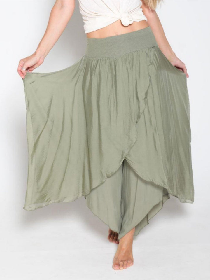 Silk Aladdin Pants - Olive