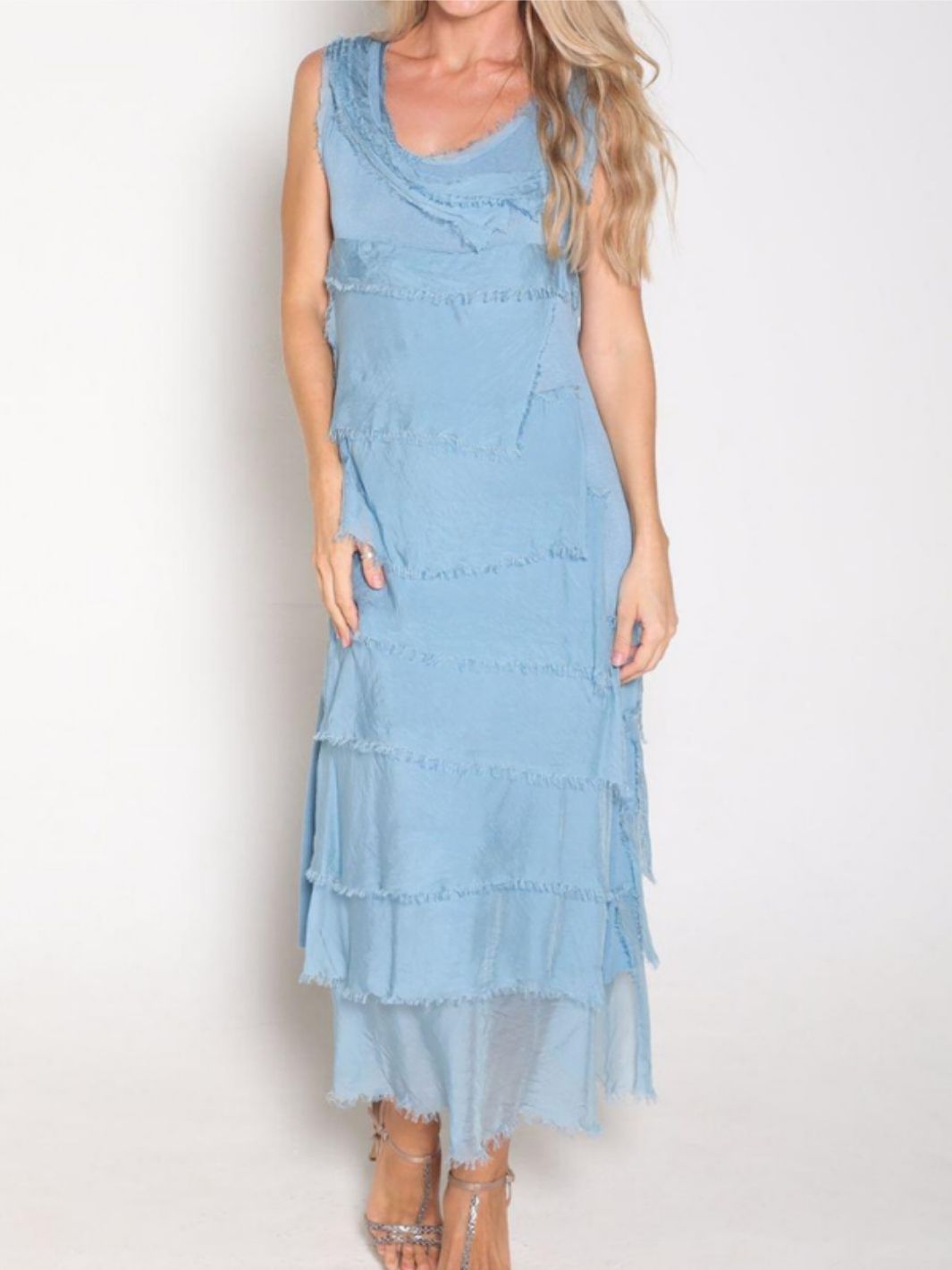 Long Ruffled Dress - Blue