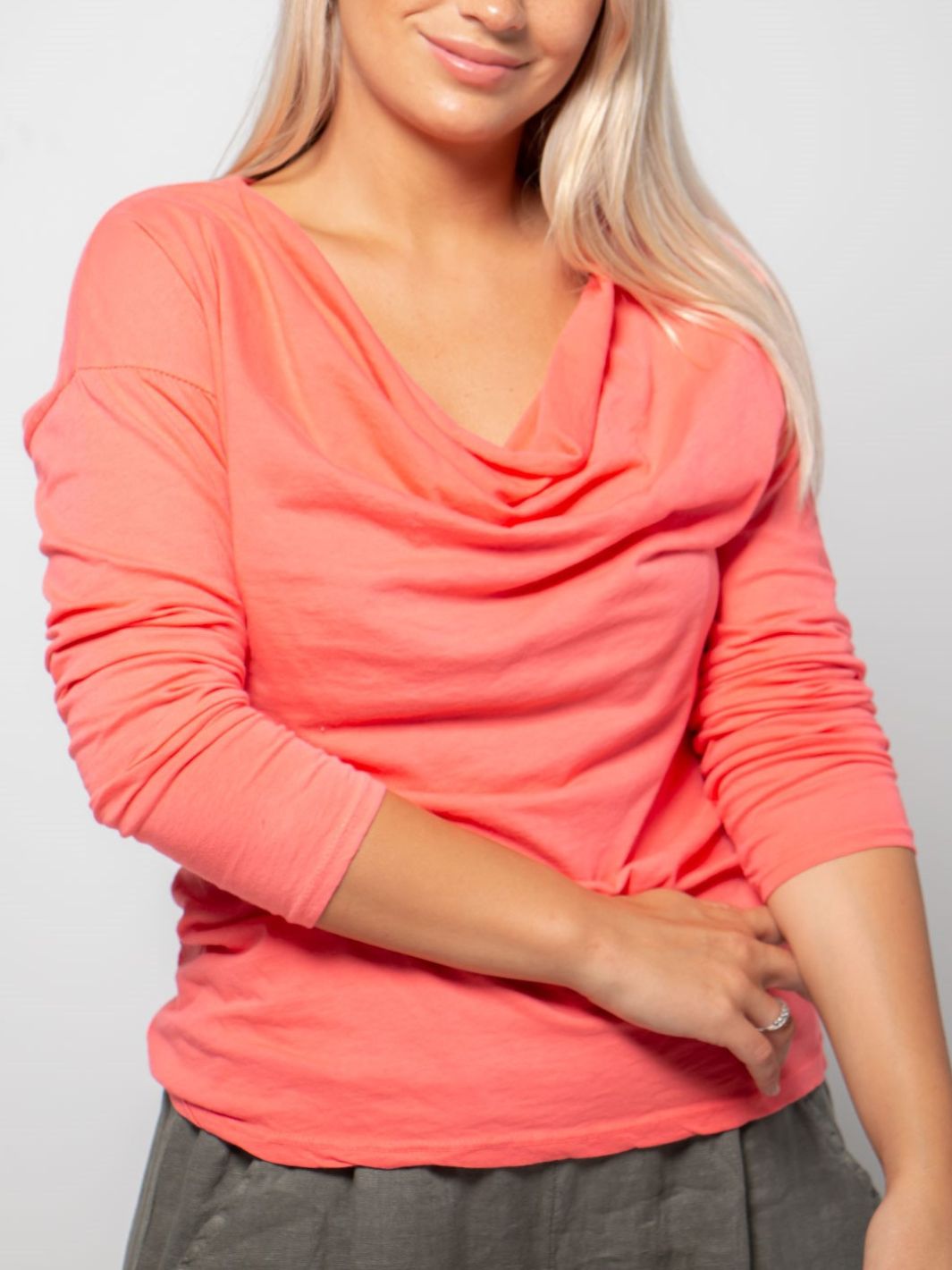 Cowl Neck Top - Coral