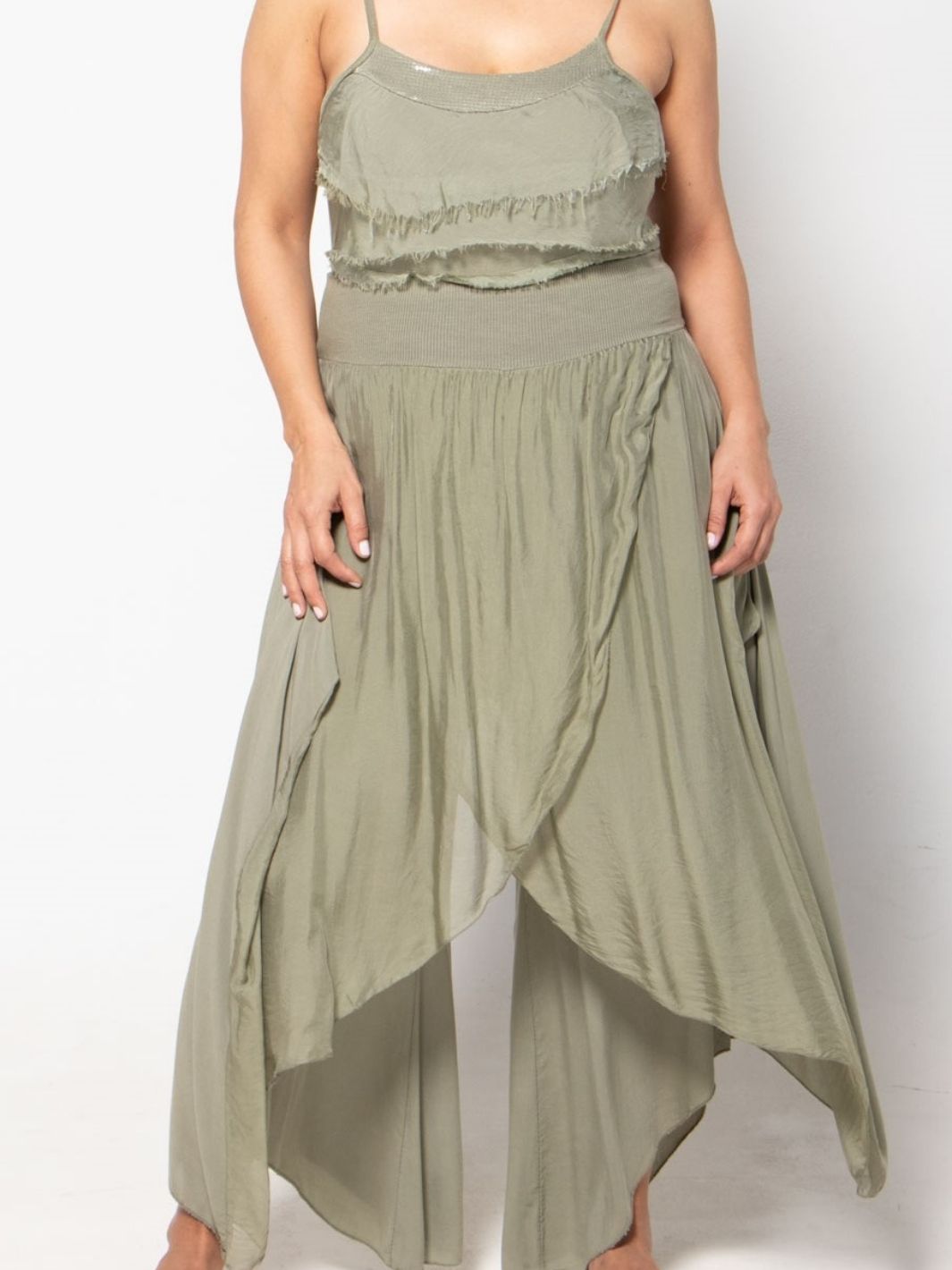 Silk Aladdin Pants - Olive