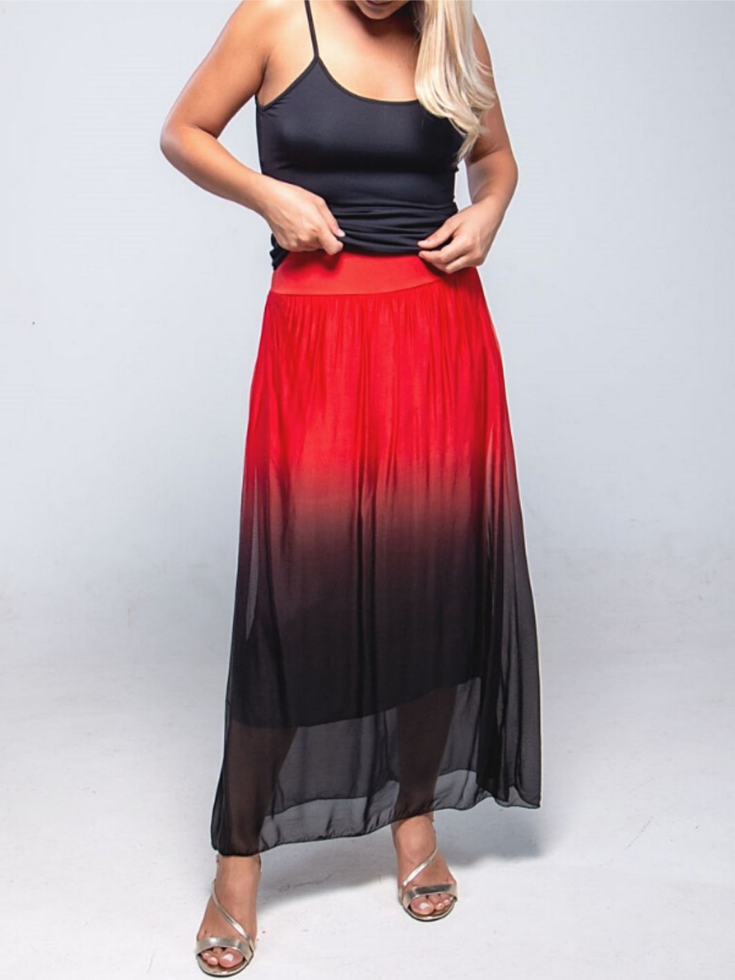 Ombre Skirt Dress Combo - Red