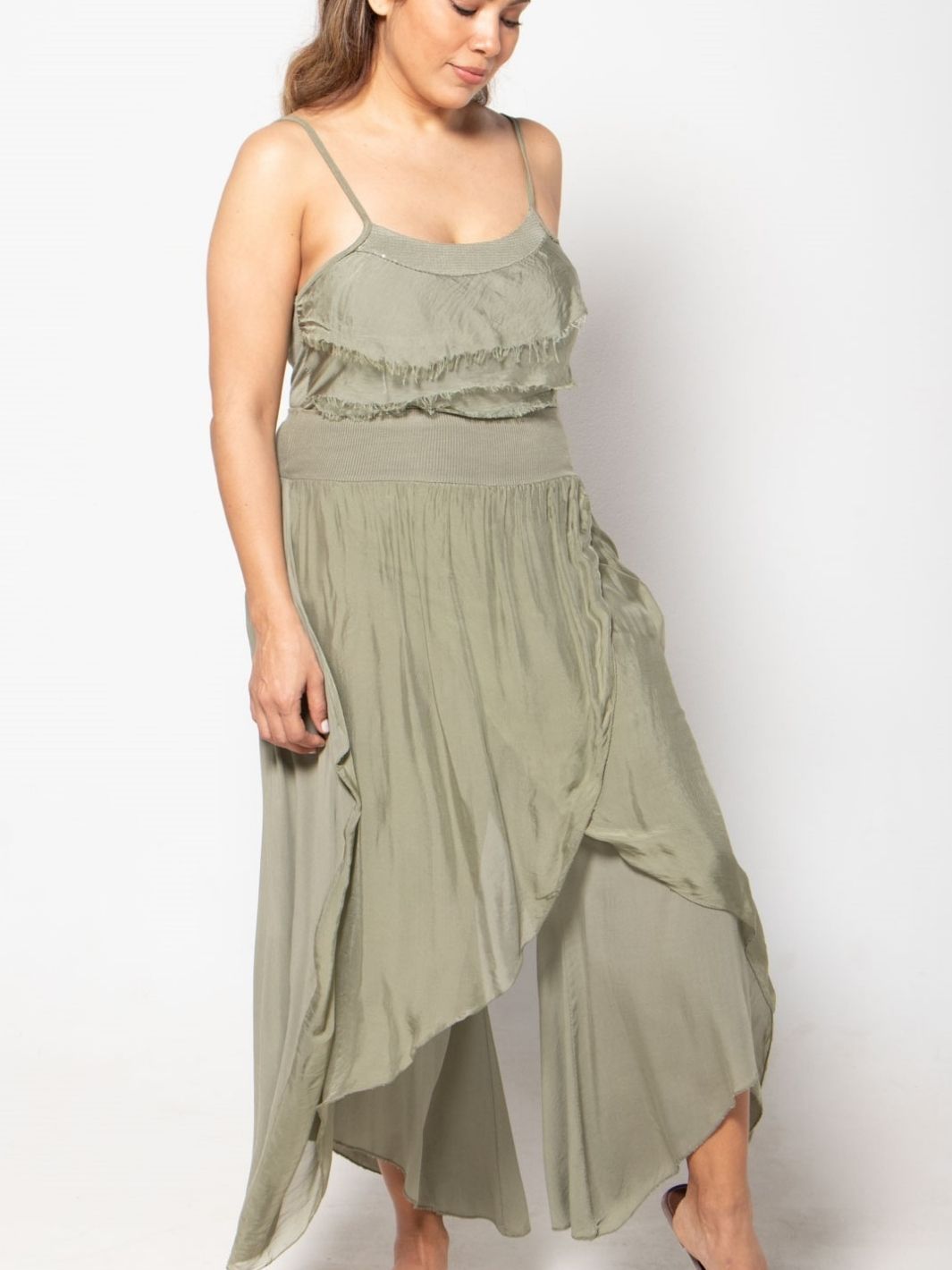 Silk Aladdin Pants - Olive