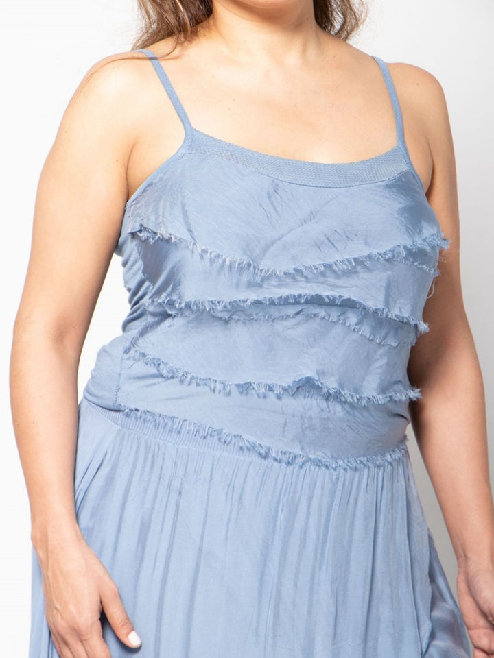 Silk Aladdin Top - Grey Blue