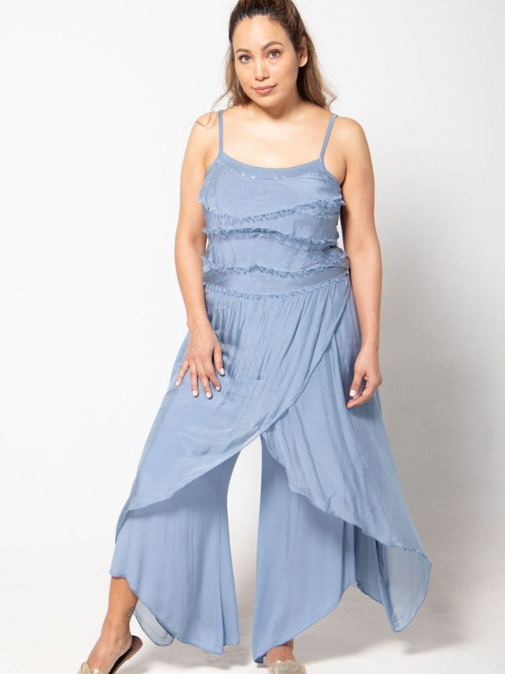 Silk Aladdin Pants - Blue Grey