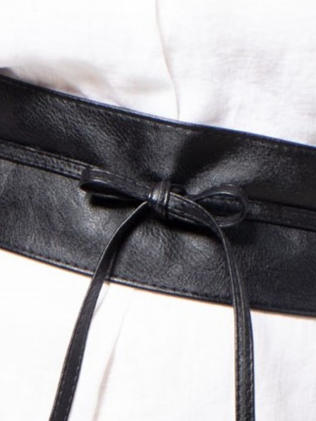 Faux Leather Wrap Belt - Black