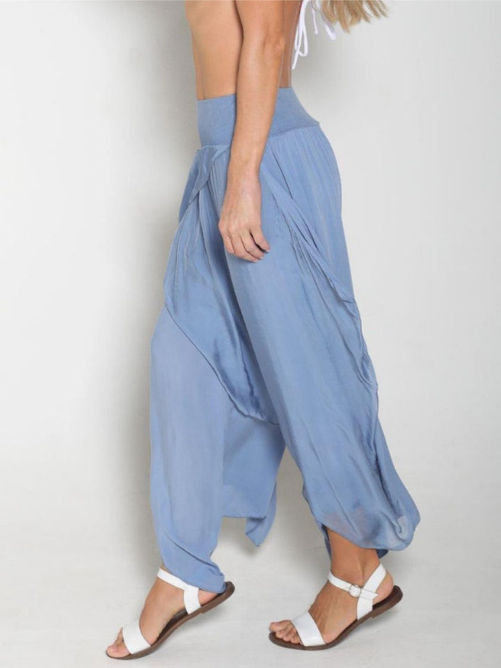 Silk Aladdin Pants - Olive