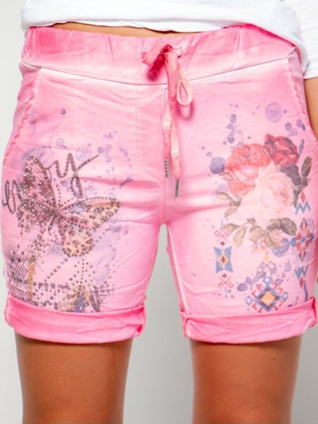 Retro Shorts With Print - Pink