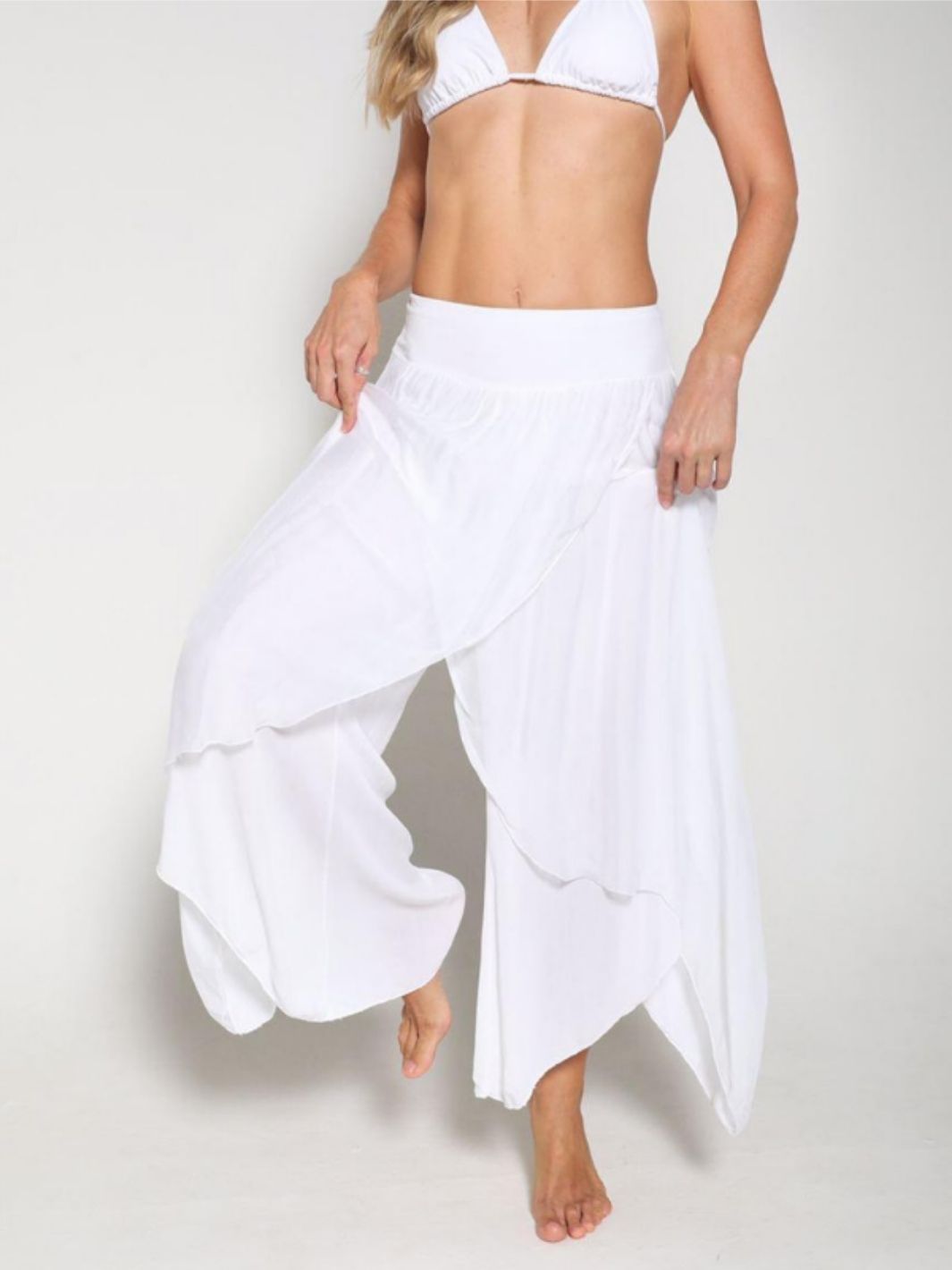 Silk Aladdin Pants - Blue Grey