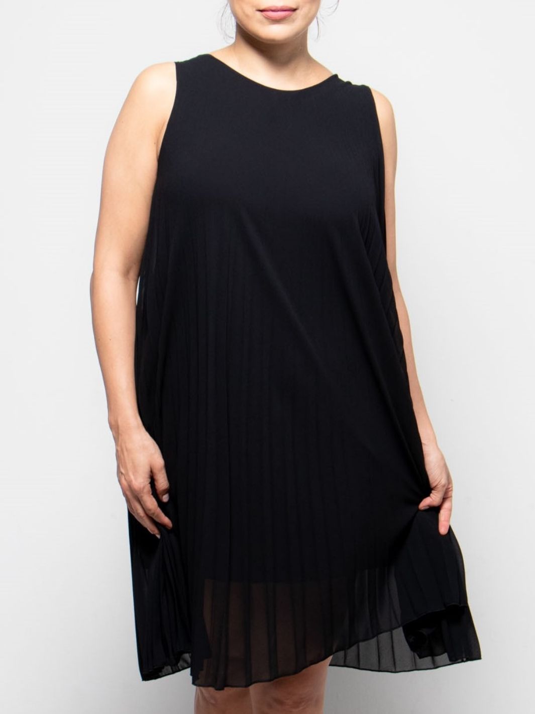 Pleated Mid Length Dress - Black