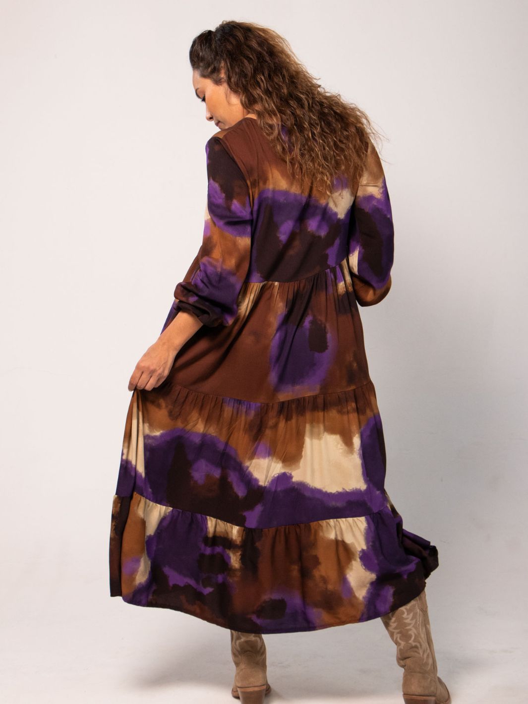 Hailing Maxi Dress - Camel & Purple