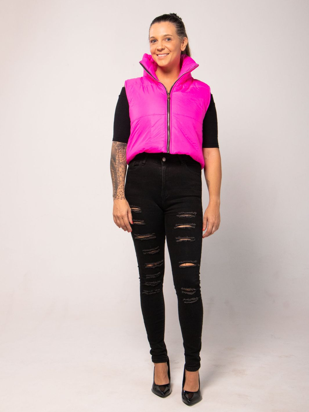 Neon Puffer Vest - Pink