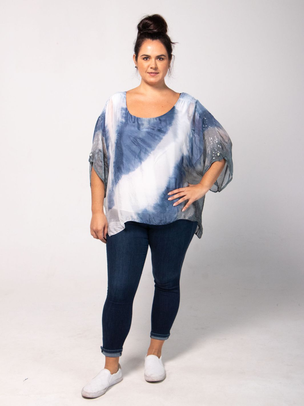 Silk Tie-Dye Blouse - Blue