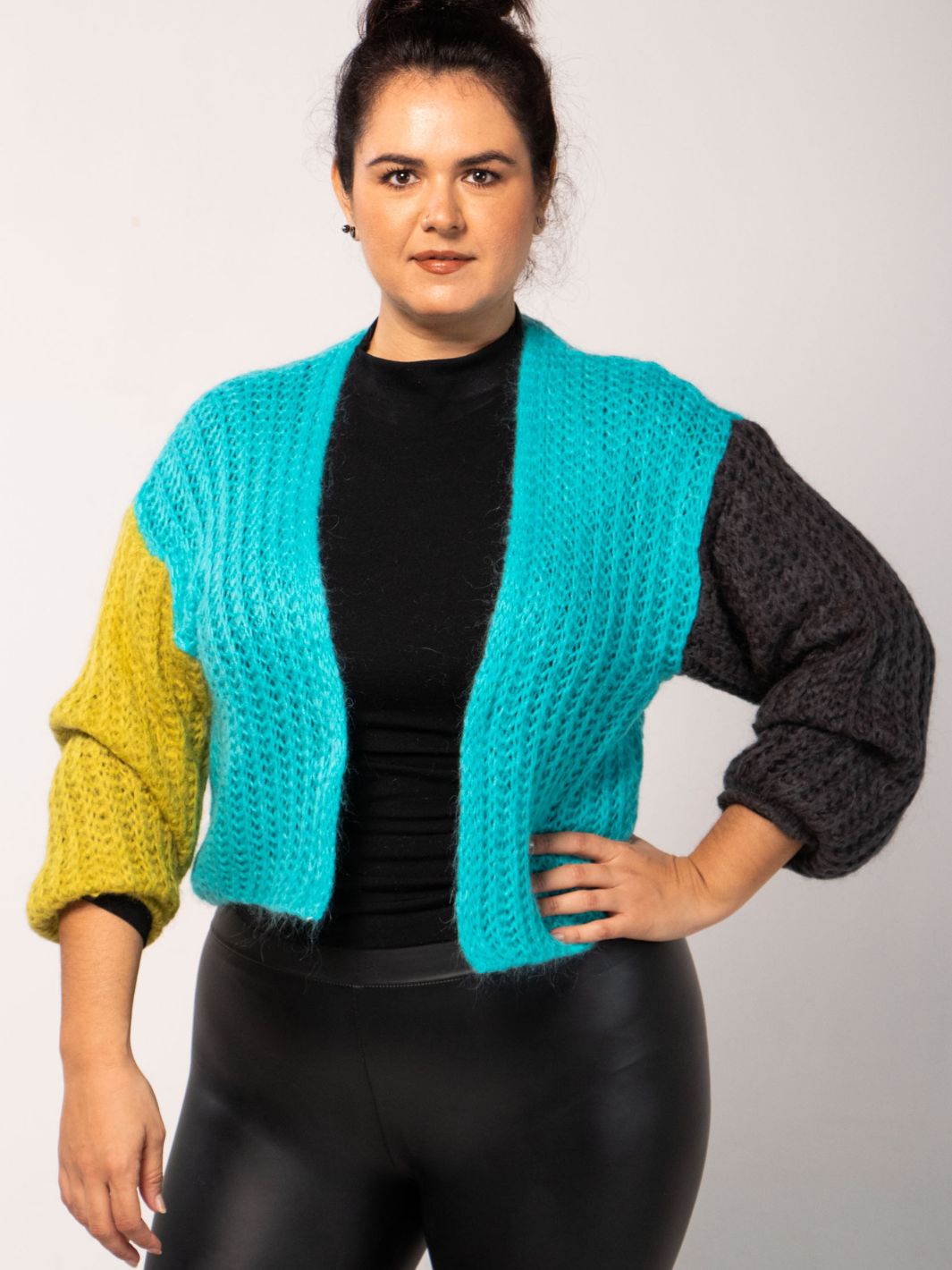 Candy Tricolor Cardigan - Turquoise