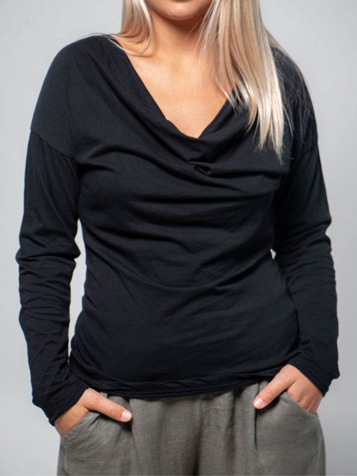 Cowl Neck Top - Black