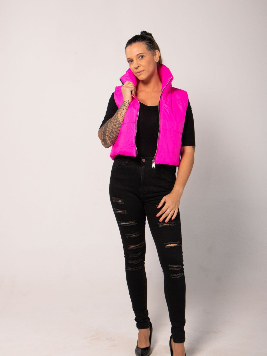 Neon Puffer Vest - Pink