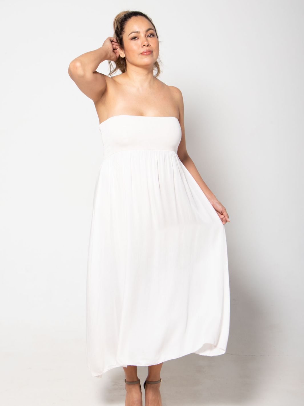 Sleeveless Skirt Dress - White