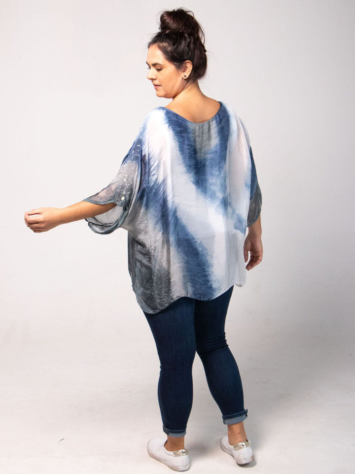 Silk Tie-Dye Blouse - Blue