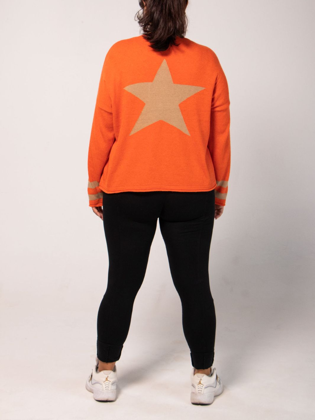 Star Quality V Neck Sweater - Orange