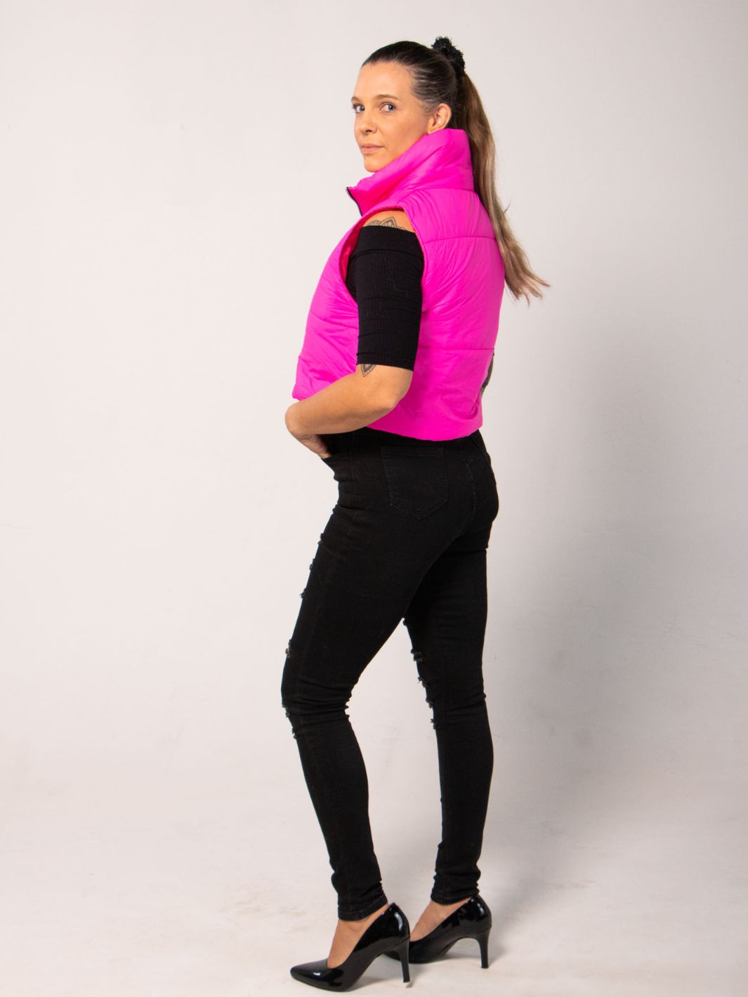 Neon Puffer Vest - Pink