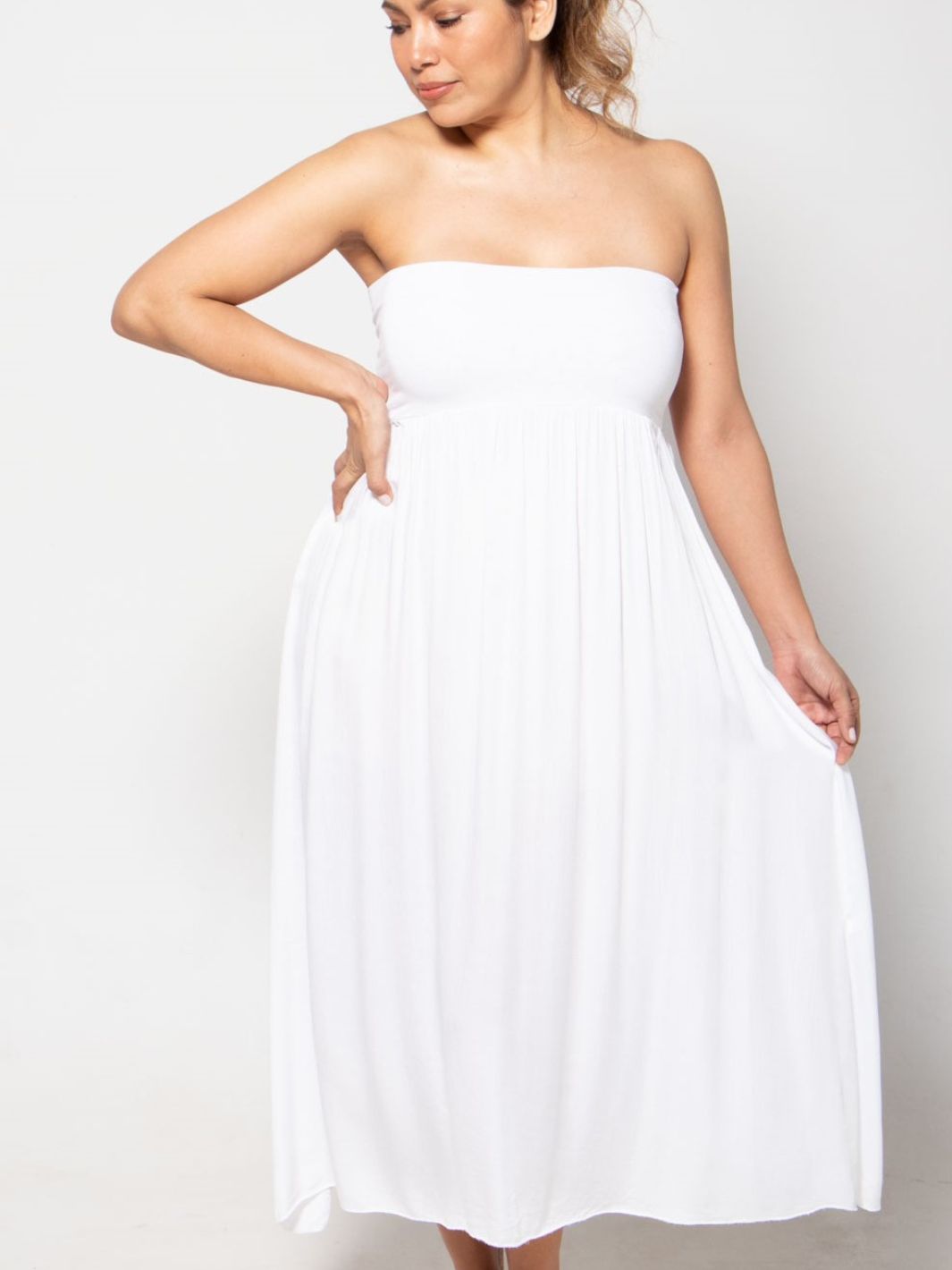 Sleeveless Skirt Dress - White