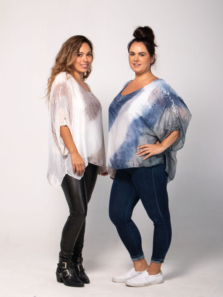 Silk Tie-Dye Blouse - Blue