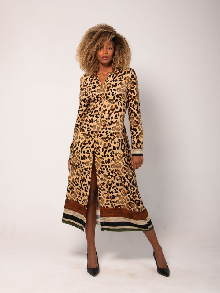 Leopard Buttoned Dress