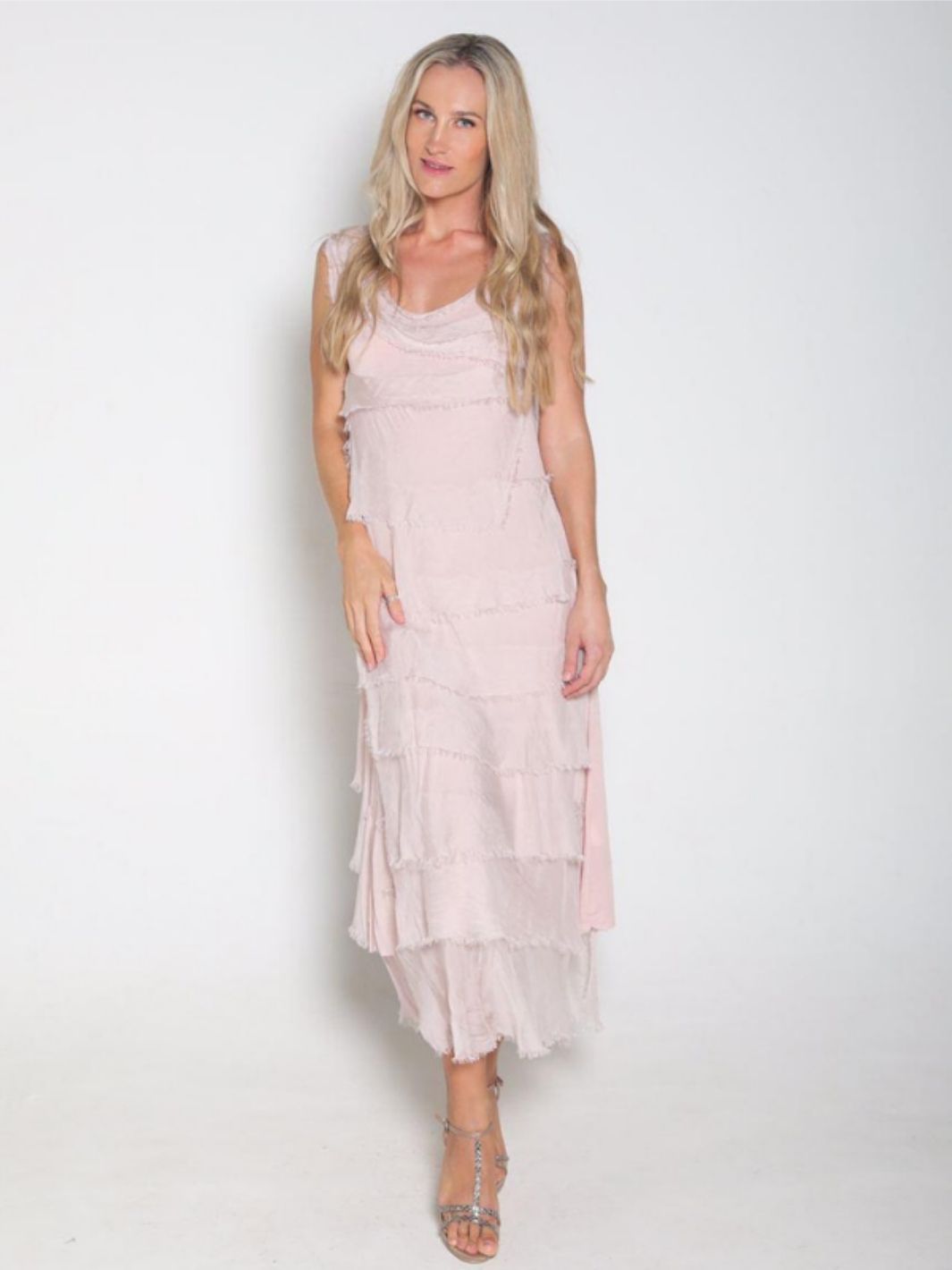 Long Ruffled Dress - Pink