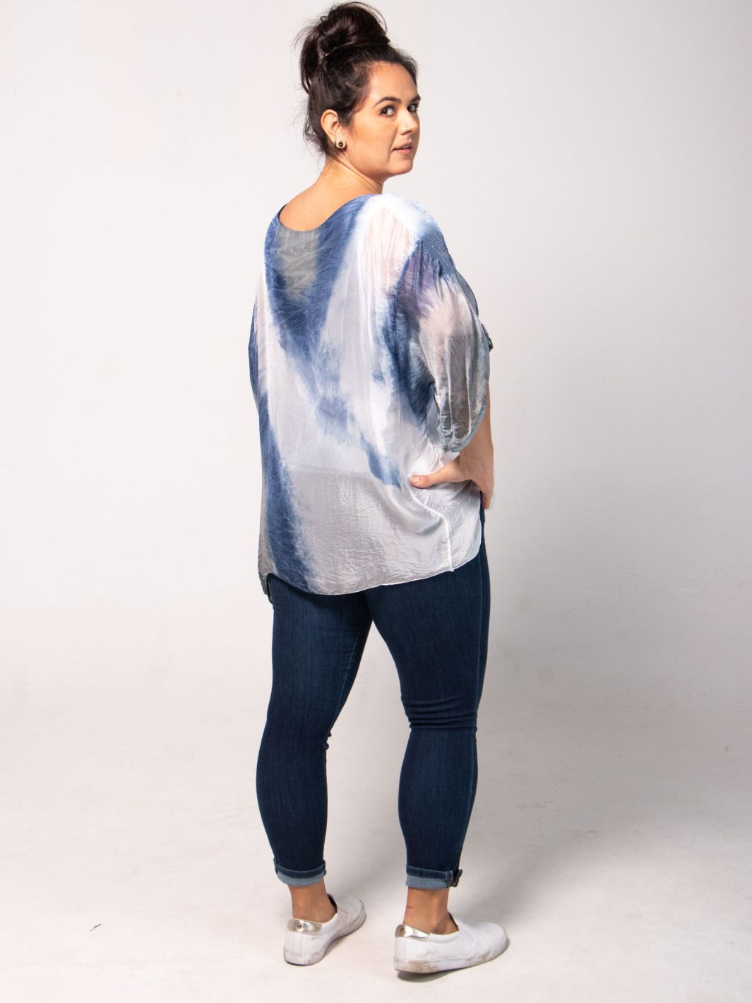 Silk Tie-Dye Blouse - Blue