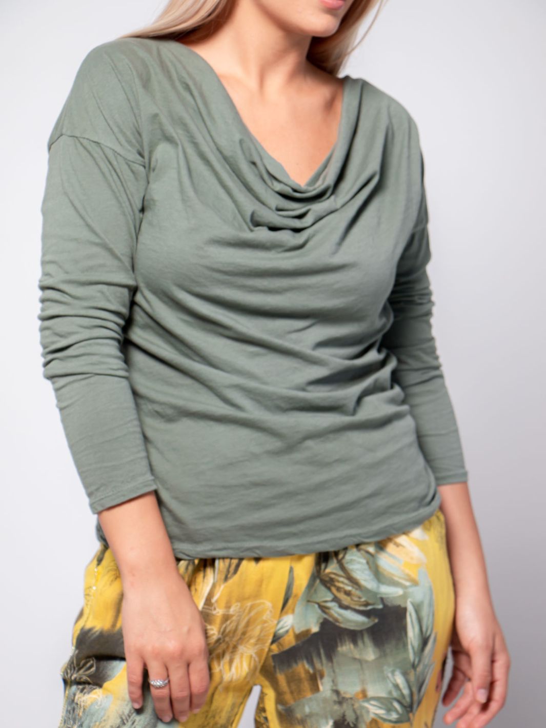Cowl Neck Top - Olive