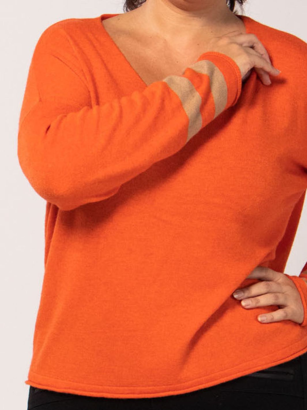 Star Quality V Neck Sweater - Orange