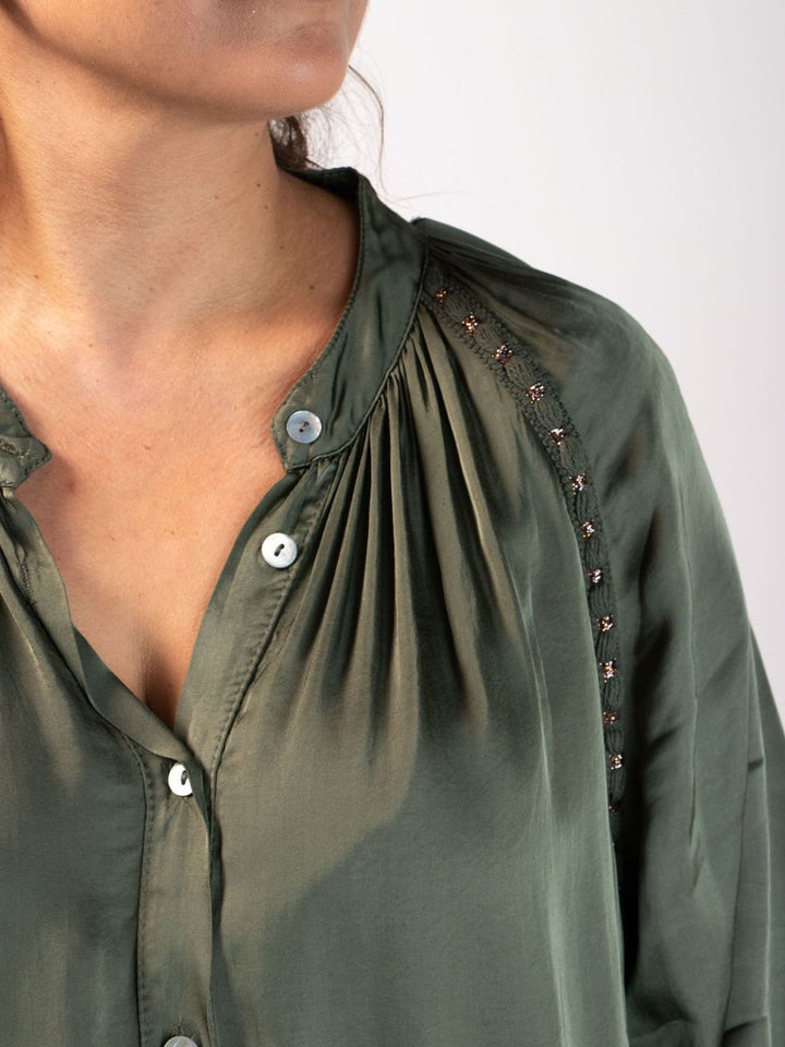 Rosa Chic Embellished Blouse - Olive